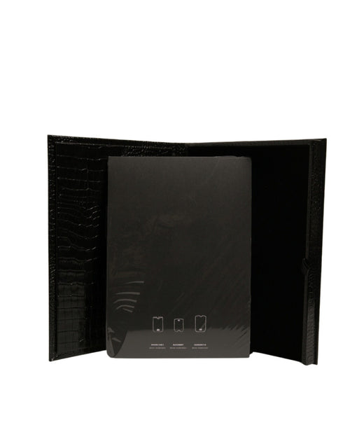 Dolce & Gabbana Elegant Black Leather Logo Plaque Holder Catalogue Case - ClickThatClicks 