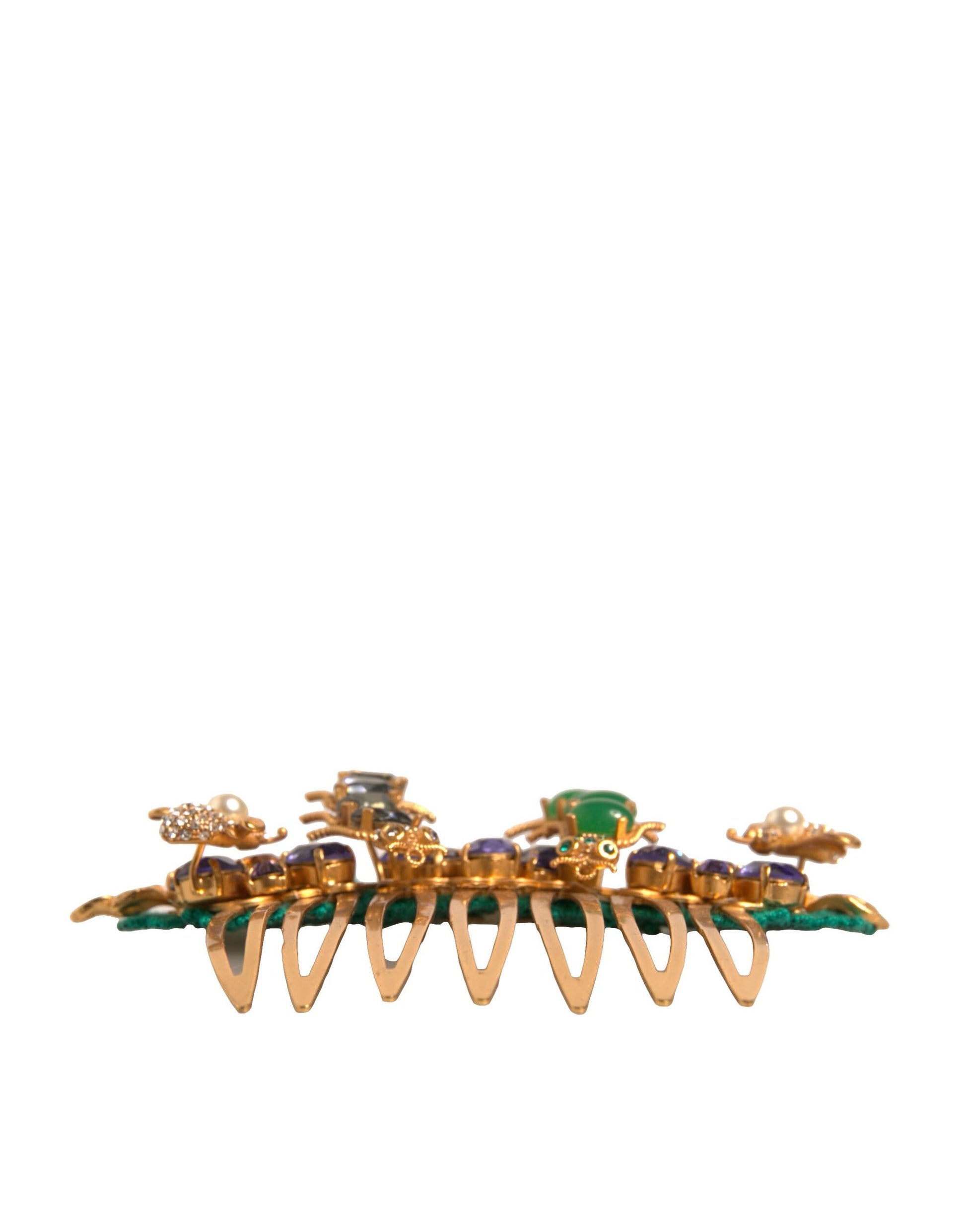 Dolce & Gabbana Gold Brass Crystals Hair Stick Comb - ClickThatClicks 