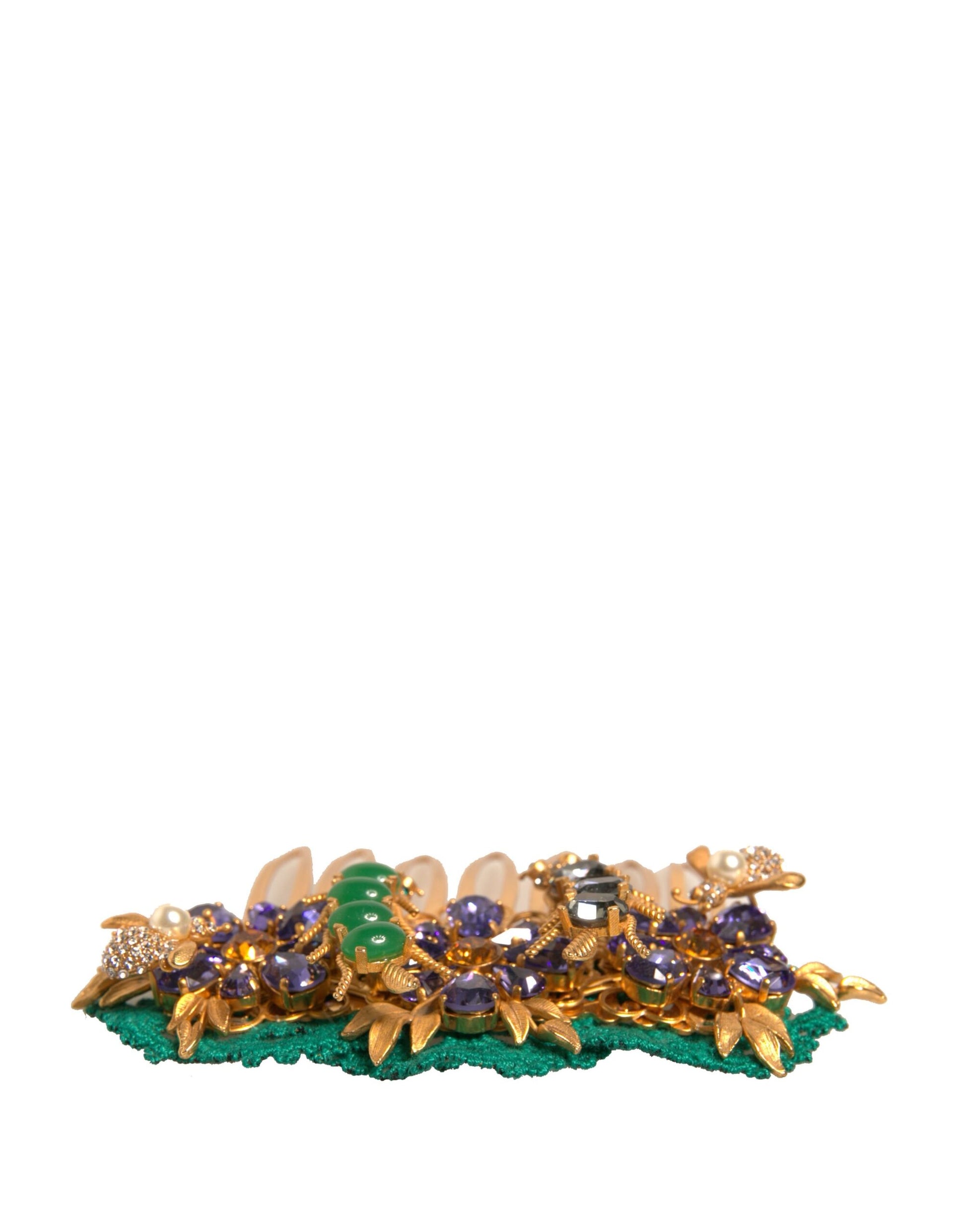 Dolce & Gabbana Gold Brass Crystals Hair Stick Comb - ClickThatClicks 