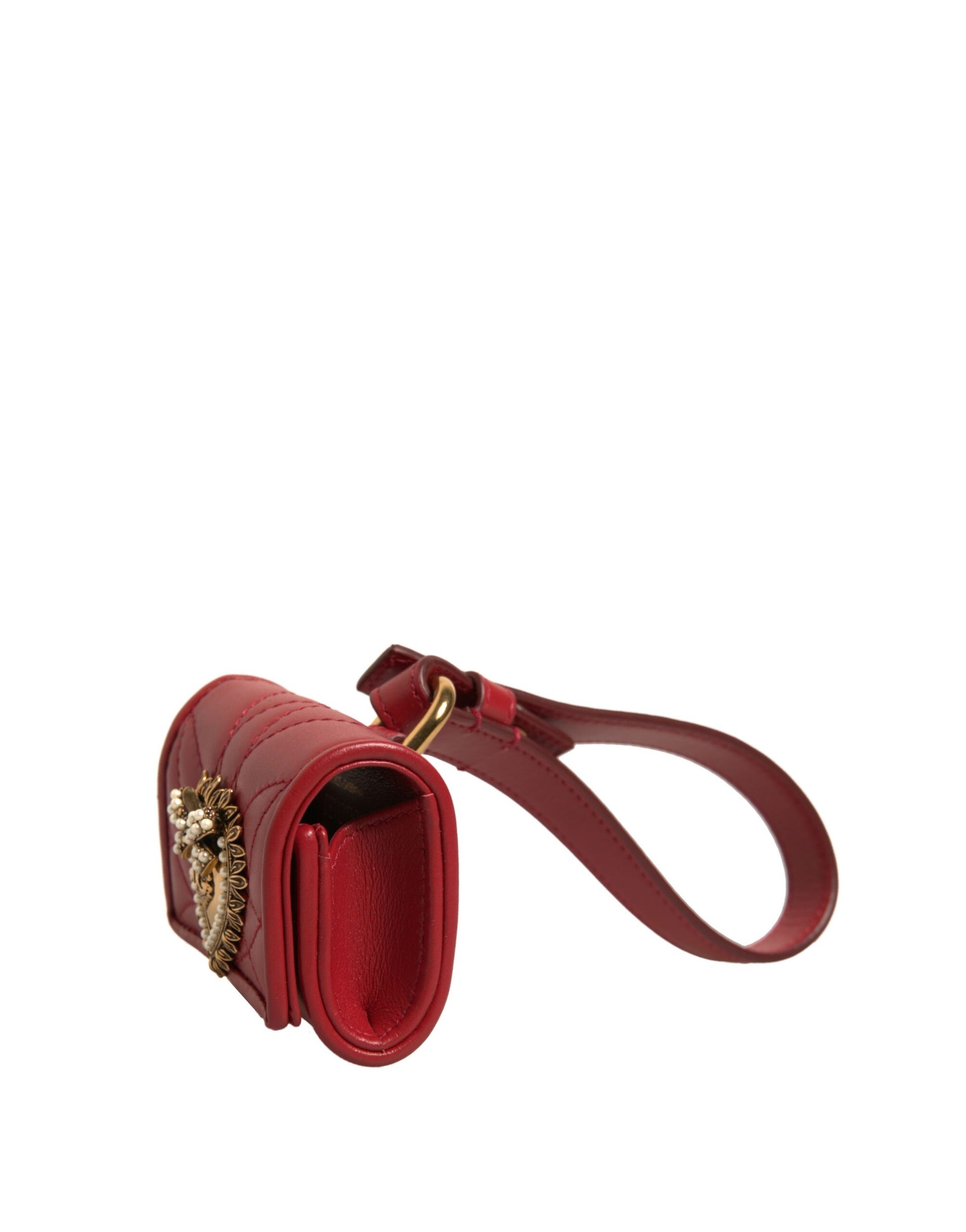 Dolce & Gabbana Black Leather Devotion Heart Strap Airpod Case - ClickThatClicks 