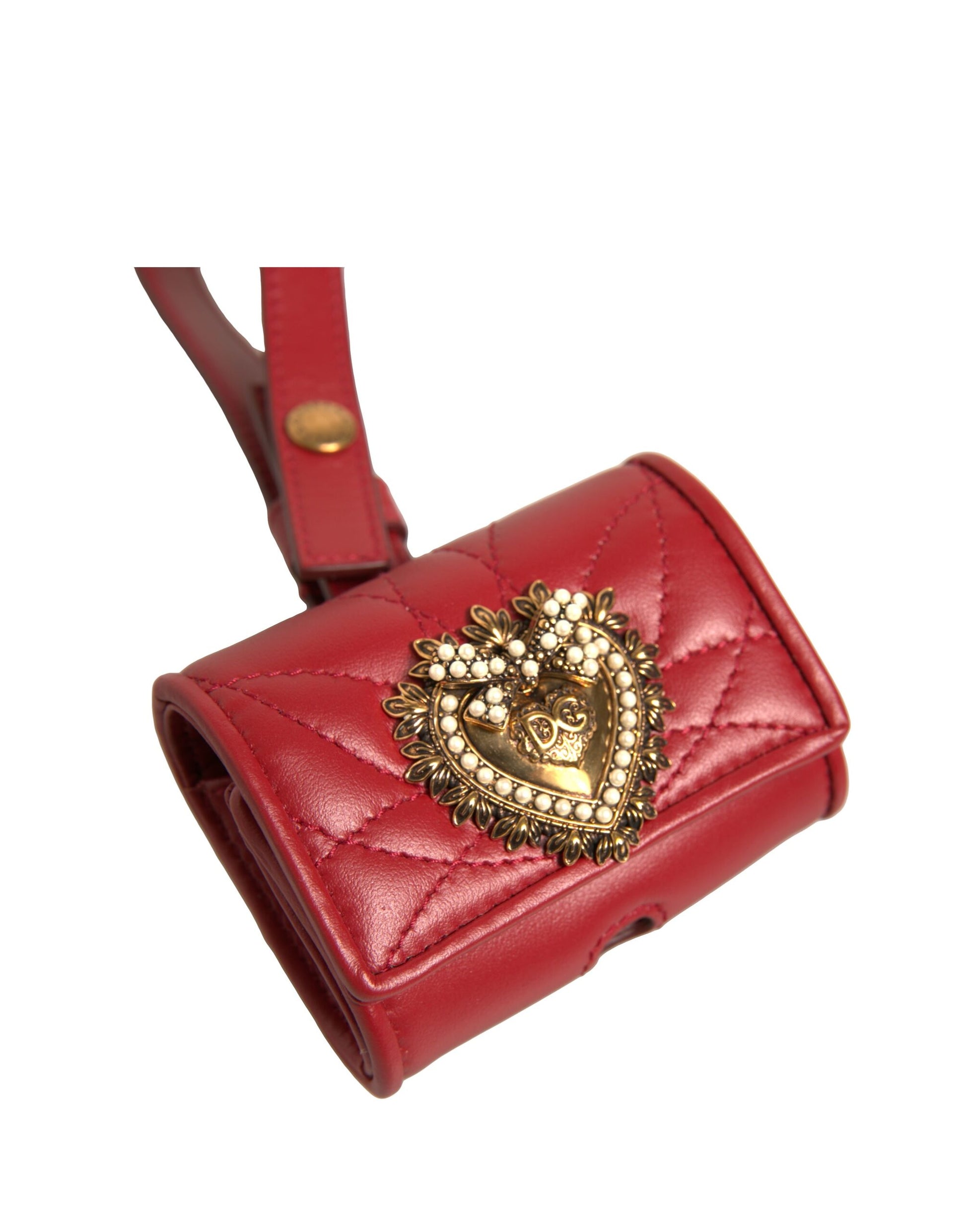 Dolce & Gabbana Black Leather Devotion Heart Strap Airpod Case - ClickThatClicks 