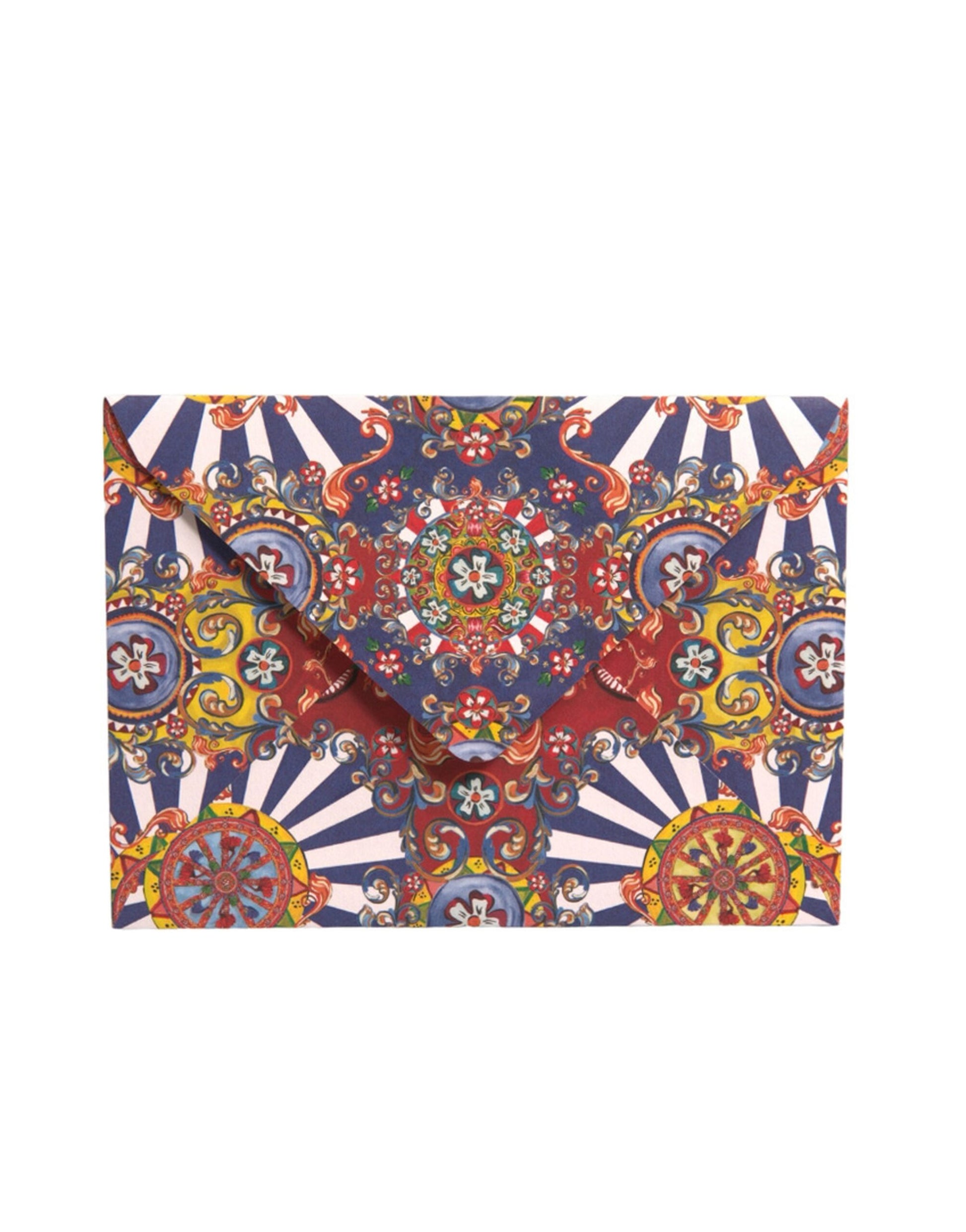 Dolce & Gabbana Multicolor Carretto Siciliano Envelope Post Card Holder - ClickThatClicks 