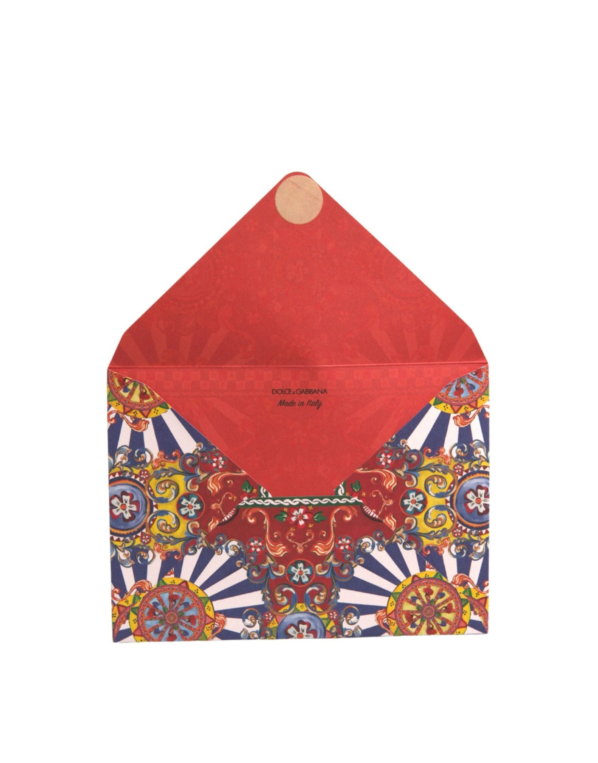 Dolce & Gabbana Multicolor Carretto Siciliano Envelope Post Card Holder - ClickThatClicks 