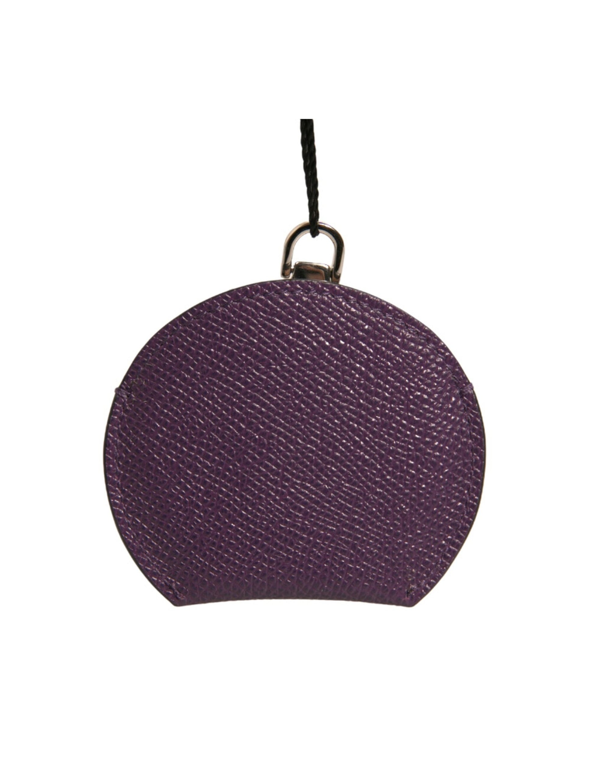 Dolce & Gabbana Purple Calfskin Leather Round Logo Hand Mirror Holder - ClickThatClicks 