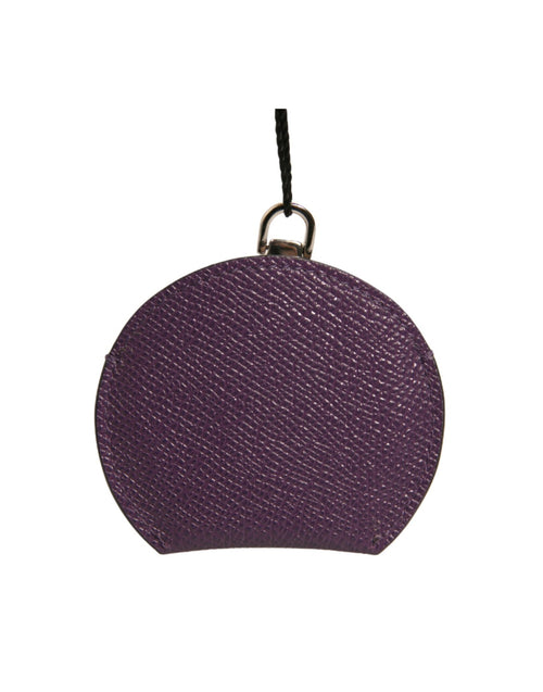 Dolce & Gabbana Purple Calfskin Leather Round Logo Hand Mirror Holder - ClickThatClicks 