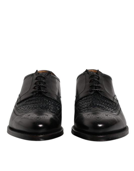Dolce & Gabbana Black Leather Derby Wingtip Lace Up Formal Dress Shoes - ClickThatClicks 