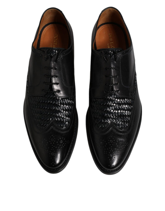 Dolce & Gabbana Black Leather Derby Wingtip Lace Up Formal Dress Shoes - ClickThatClicks 