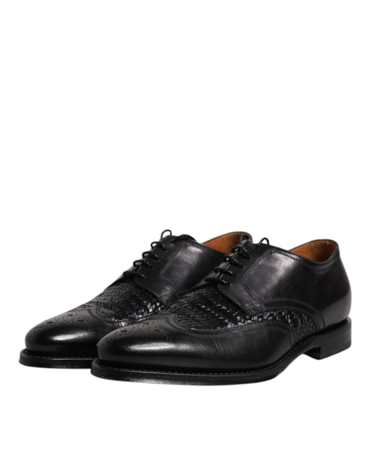 Dolce & Gabbana Black Leather Derby Wingtip Lace Up Formal Dress Shoes - ClickThatClicks 