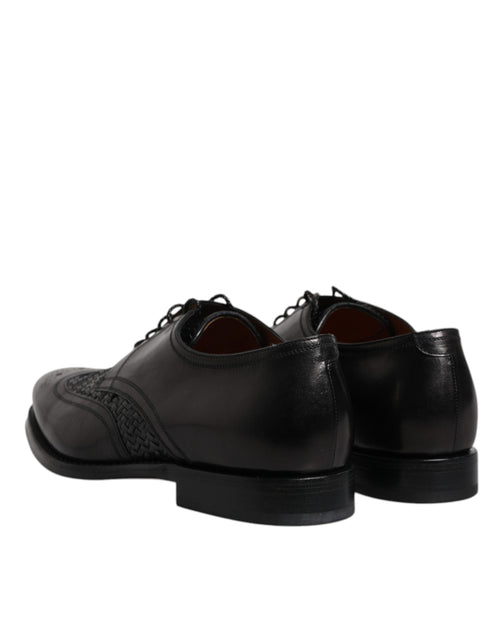 Dolce & Gabbana Black Leather Derby Wingtip Lace Up Formal Dress Shoes - ClickThatClicks 
