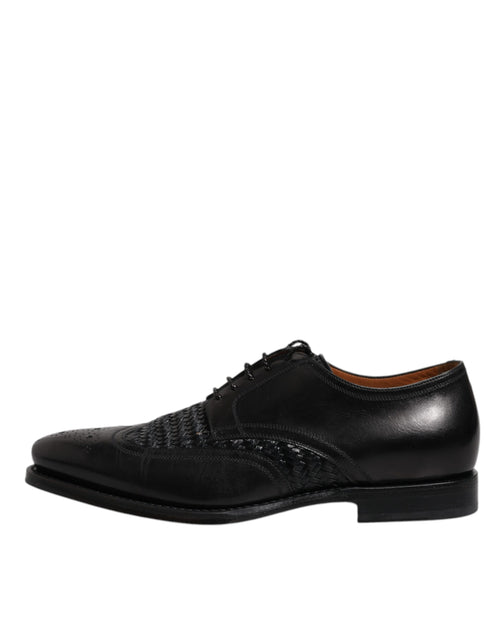 Dolce & Gabbana Black Leather Derby Wingtip Lace Up Formal Dress Shoes - ClickThatClicks 