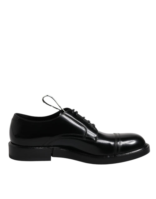 Dolce & Gabbana Black Patent Leather Derby Lace Up Formal Dress Shoes - ClickThatClicks 