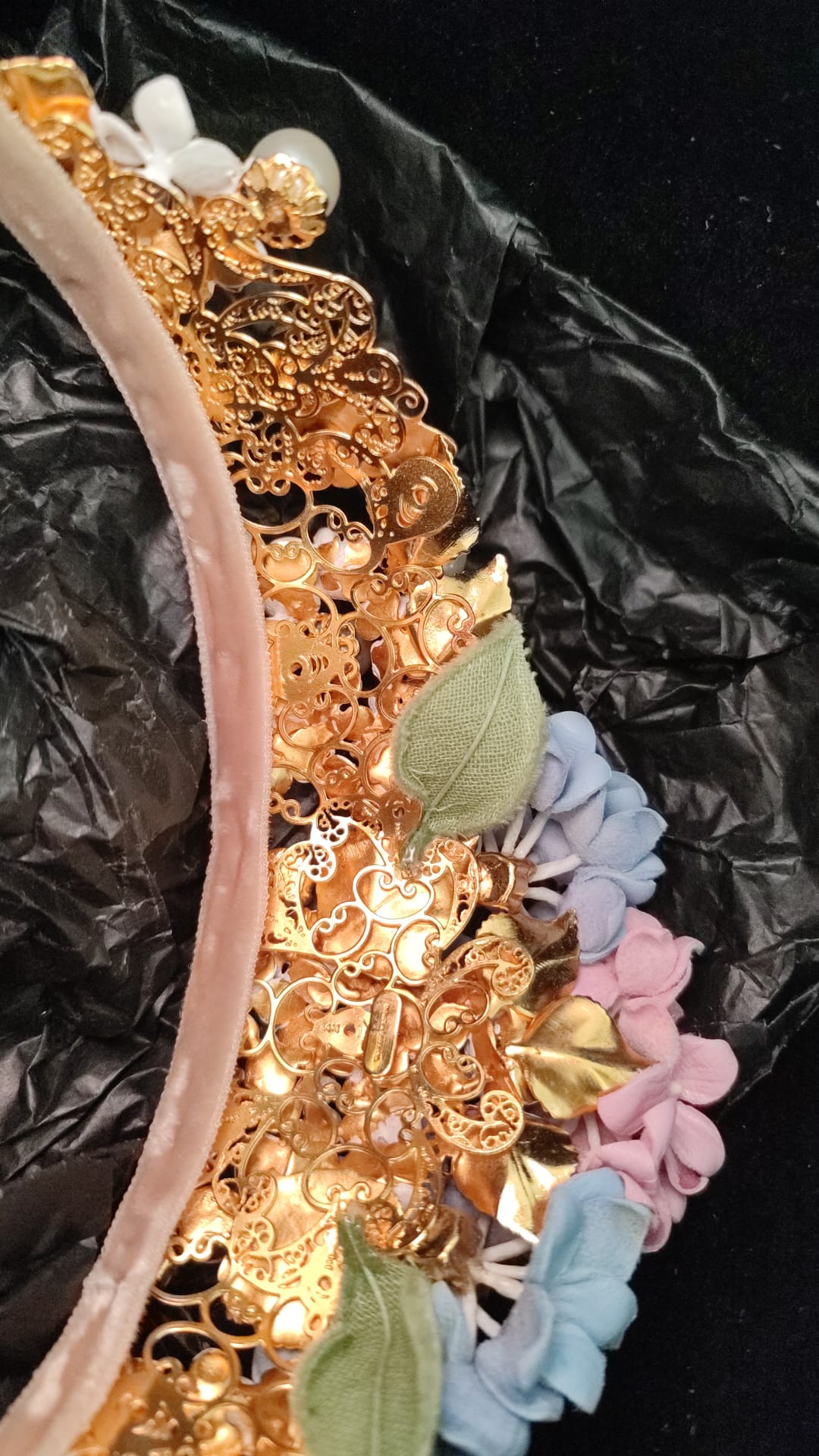 Dolce & Gabbana Gold Crystal Purple Hortensia Headband Crown Diadem - ClickThatClicks 