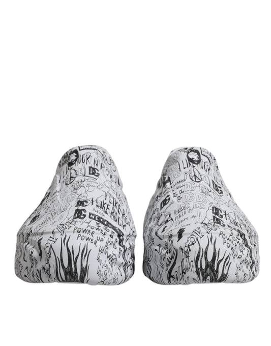 Dolce & Gabbana White Black Graffiti Daymaster Sneakers Shoes - ClickThatClicks 