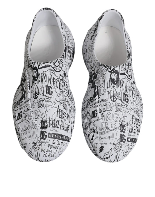 Dolce & Gabbana White Black Graffiti Daymaster Sneakers Shoes - ClickThatClicks 