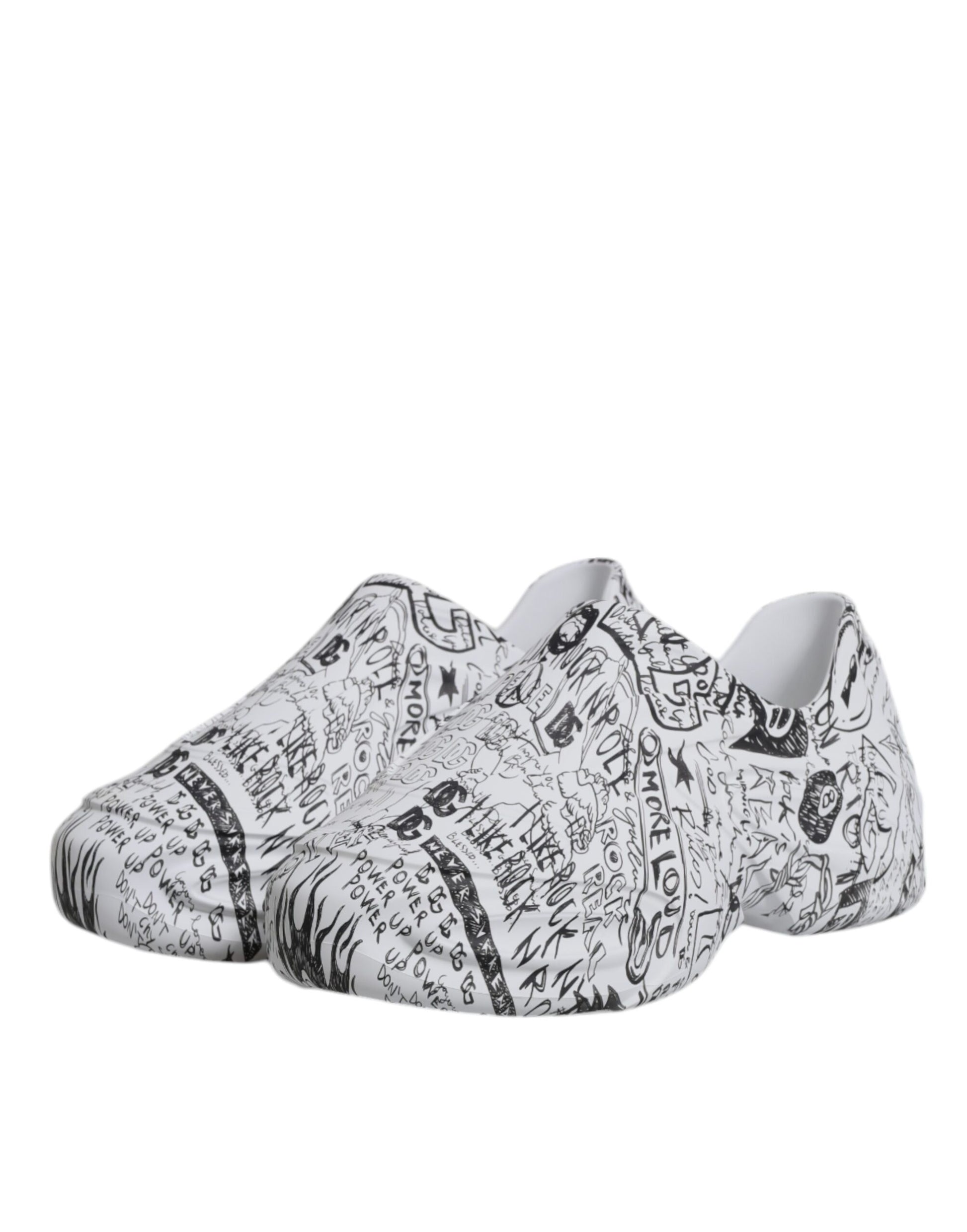 Dolce & Gabbana White Black Graffiti Daymaster Sneakers Shoes - ClickThatClicks 