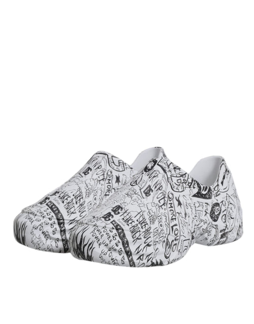 Dolce & Gabbana White Black Graffiti Daymaster Sneakers Shoes - ClickThatClicks 