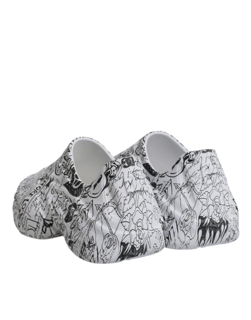 Dolce & Gabbana White Black Graffiti Daymaster Sneakers Shoes - ClickThatClicks 