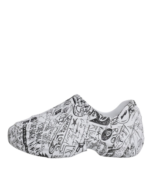 Dolce & Gabbana White Black Graffiti Daymaster Sneakers Shoes - ClickThatClicks 