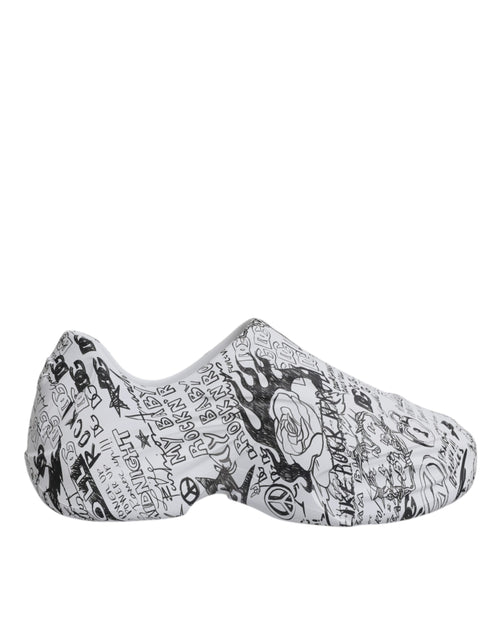Dolce & Gabbana White Black Graffiti Daymaster Sneakers Shoes - ClickThatClicks 