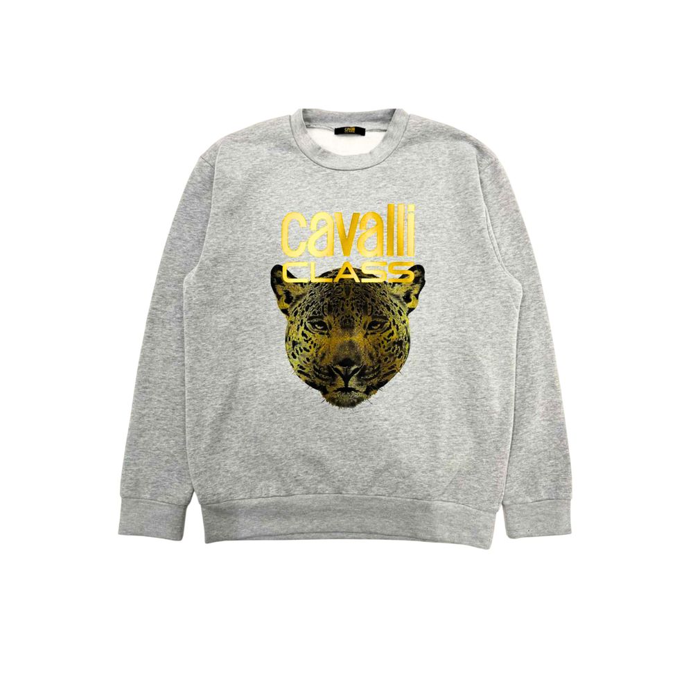 Cavalli Class Gray Cotton Men Sweater