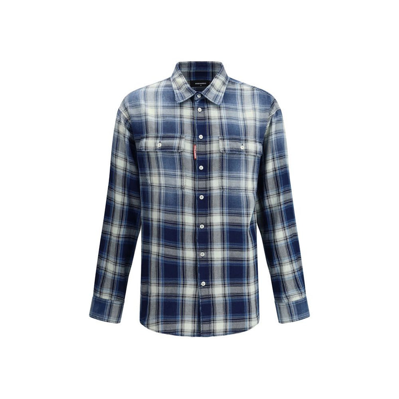 Dsquared² Blue Cotton Pattern Shirt