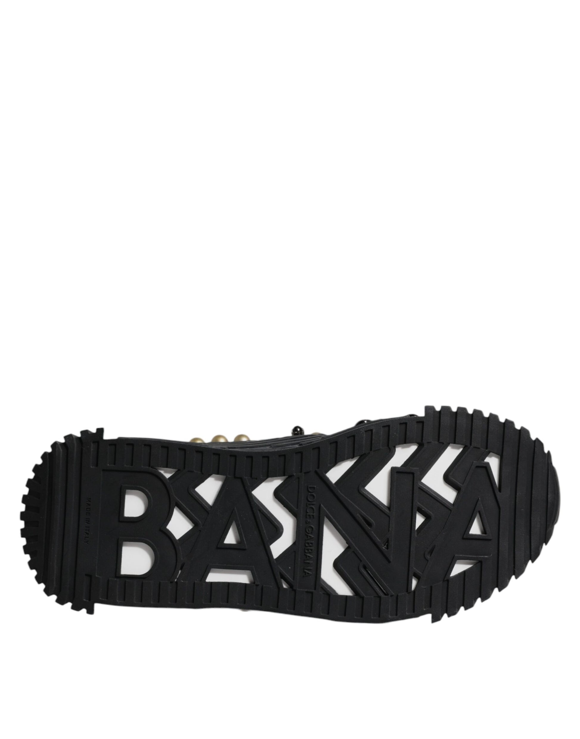 Dolce & Gabbana Black Leather Studded Slides Sandals Shoes - ClickThatClicks 