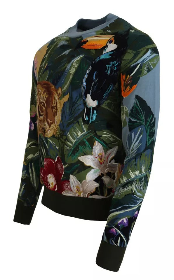 Dolce & Gabbana Jungle Wool Silk Pullover Logo Sweater - ClickThatClicks 