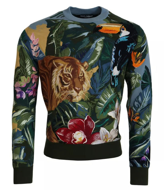 Dolce & Gabbana Jungle Wool Silk Pullover Logo Sweater - ClickThatClicks 