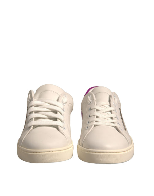 Dolce & Gabbana White Suede Leather Low Top Sneakers Shoes - ClickThatClicks 