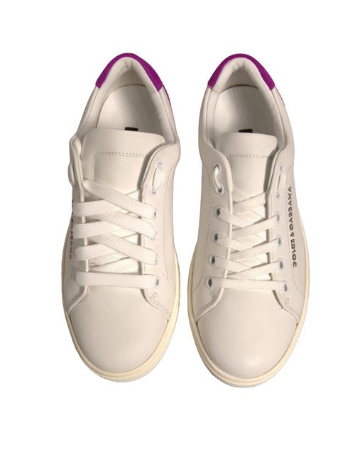 Dolce & Gabbana White Suede Leather Low Top Sneakers Shoes - ClickThatClicks 