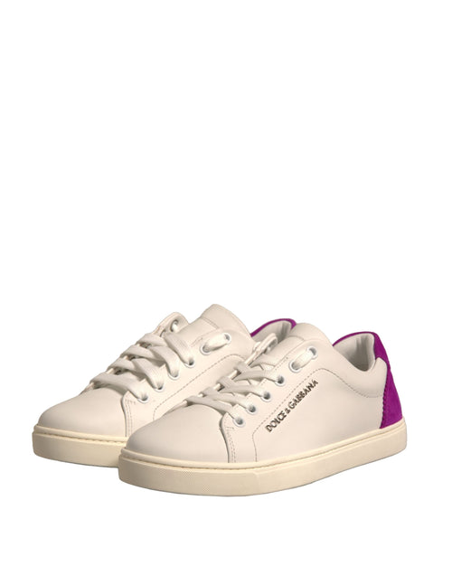 Dolce & Gabbana White Suede Leather Low Top Sneakers Shoes - ClickThatClicks 
