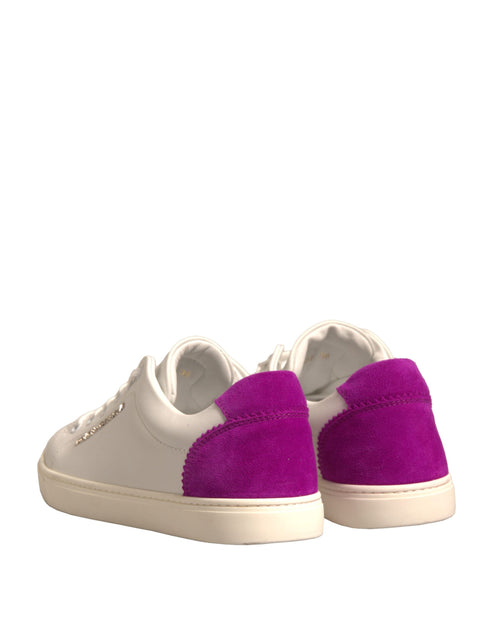 Dolce & Gabbana White Suede Leather Low Top Sneakers Shoes - ClickThatClicks 