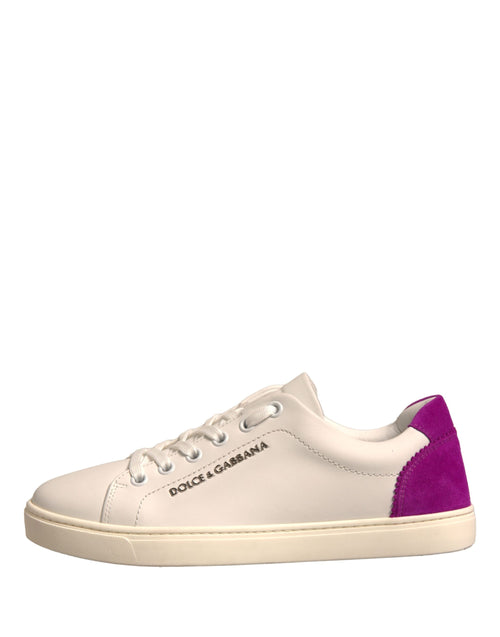 Dolce & Gabbana White Suede Leather Low Top Sneakers Shoes - ClickThatClicks 