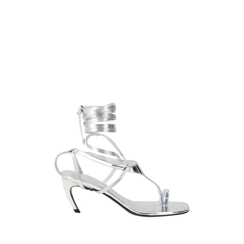 The Attico Silver Calf Leather Bos Taurus Flip-Flop Sandals