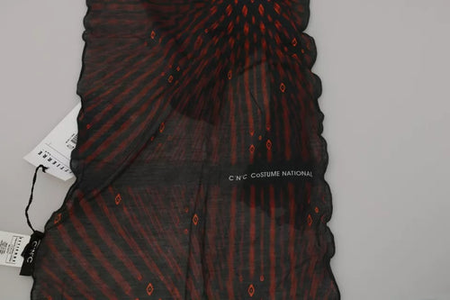 Costume National Black Red Viscose Foulard Branded Scarf - ClickThatClicks 