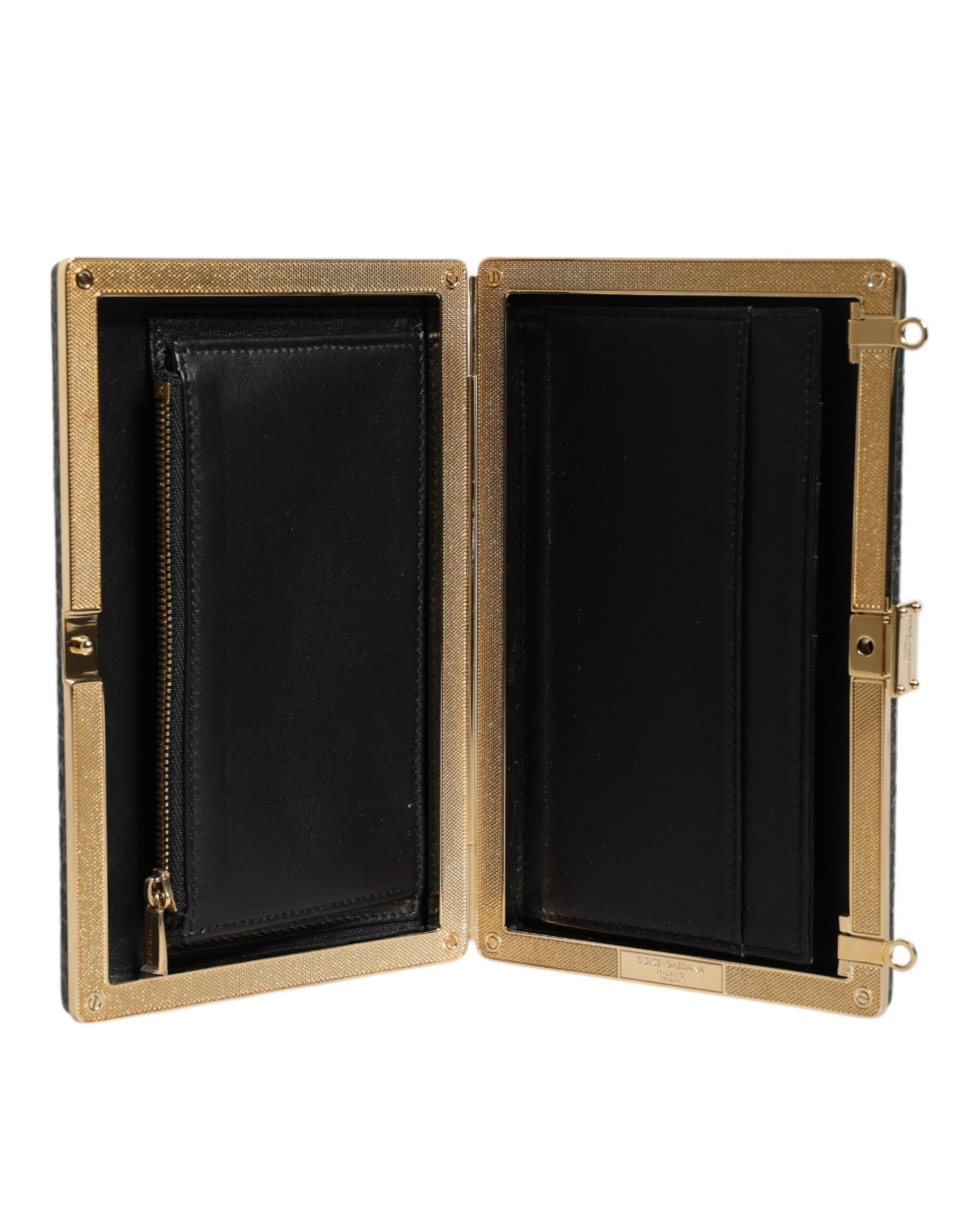 Dolce & Gabbana Black Leather Clutch Evening Crossbody Bag - ClickThatClicks 
