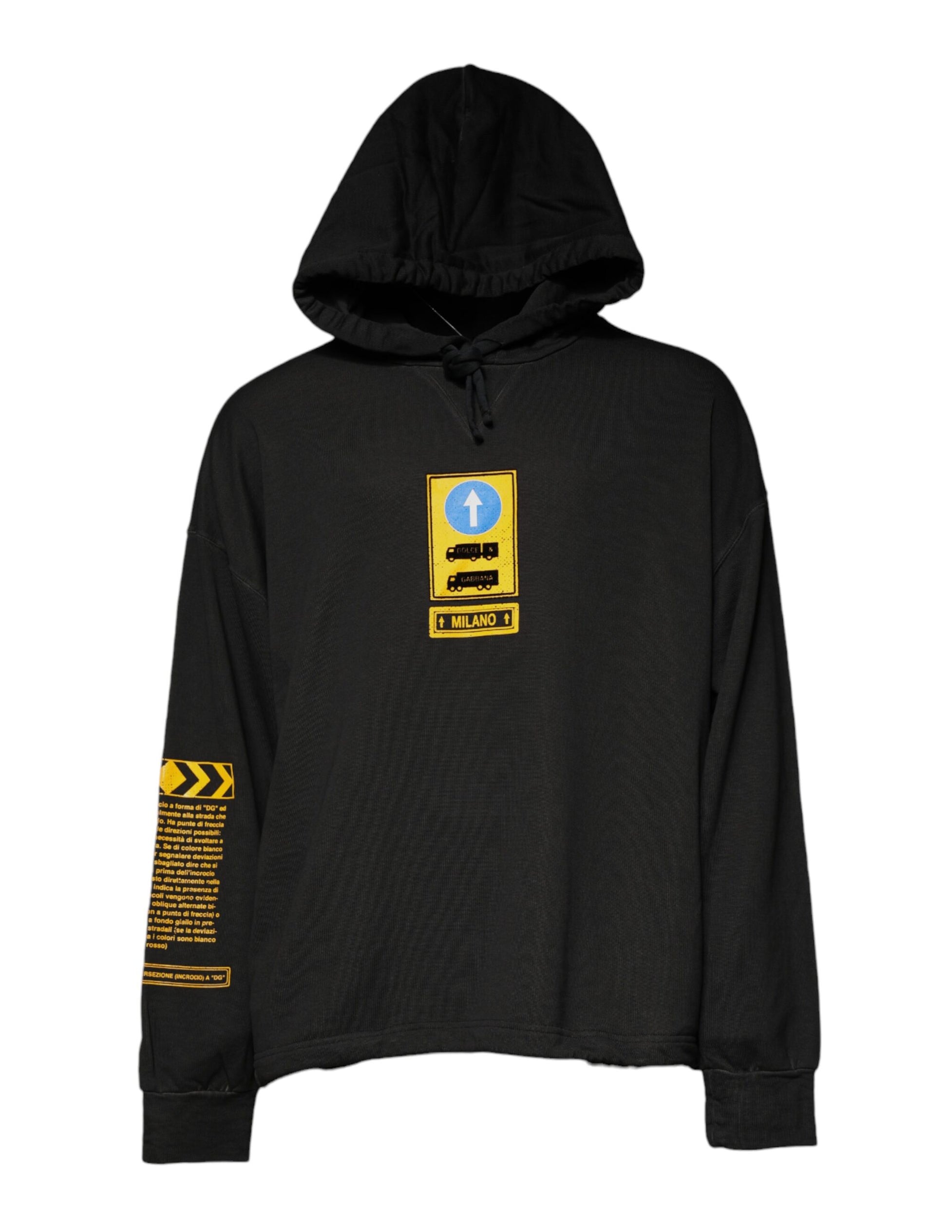 Dolce & Gabbana Black Cotton Hooded DG Shield Pullover Sweater - ClickThatClicks 