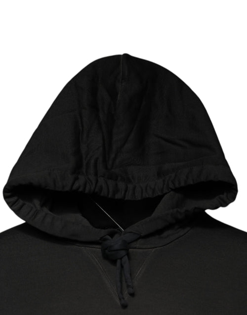 Dolce & Gabbana Black Cotton Hooded DG Shield Pullover Sweater - ClickThatClicks 