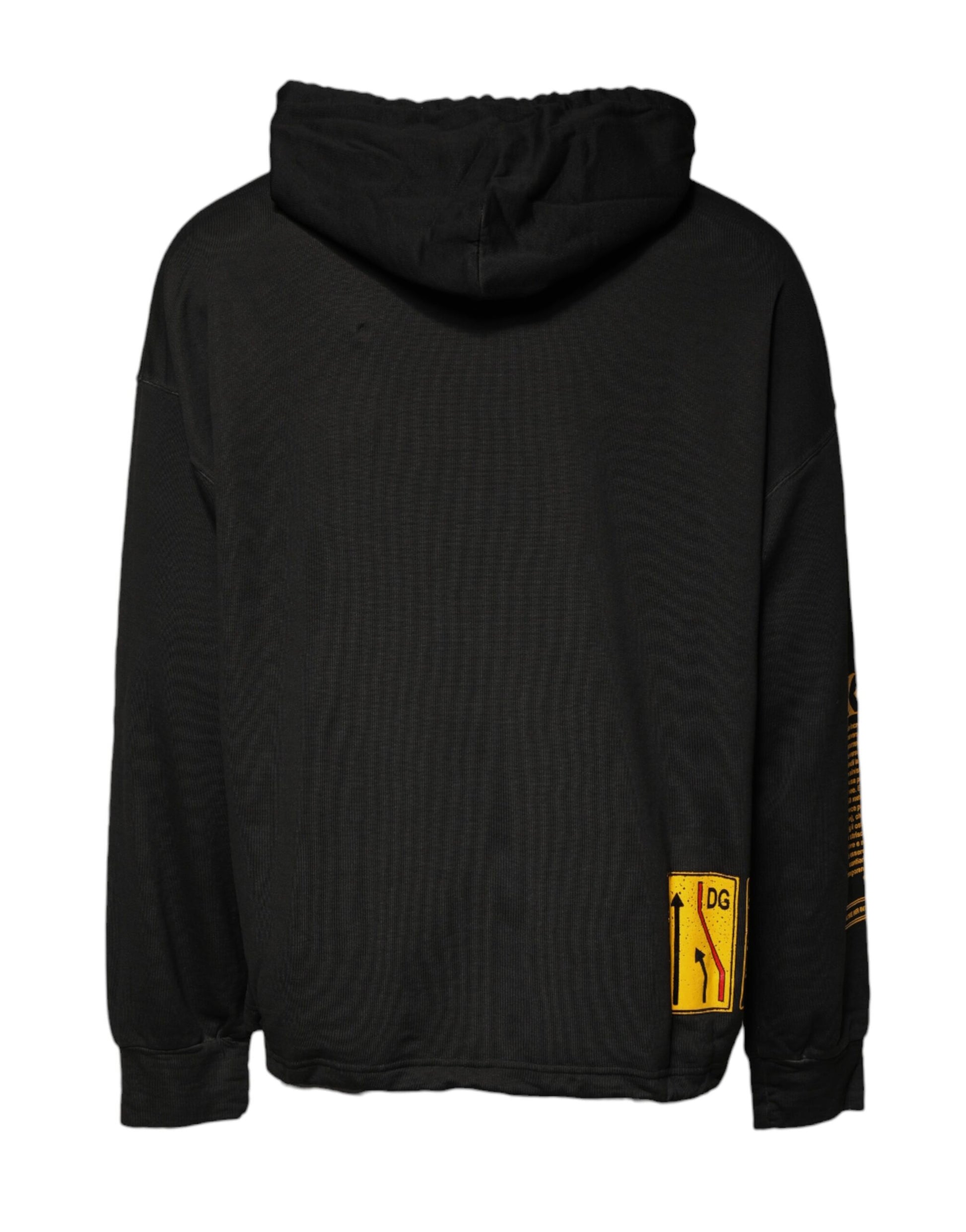 Dolce & Gabbana Black Cotton Hooded DG Shield Pullover Sweater - ClickThatClicks 