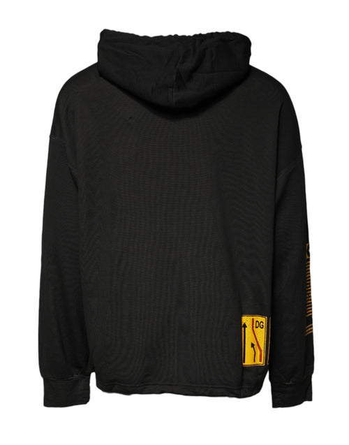 Dolce & Gabbana Black Cotton Hooded DG Shield Pullover Sweater - ClickThatClicks 