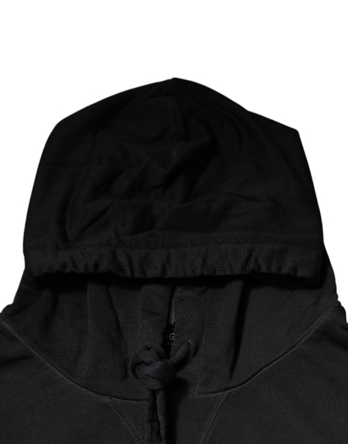 Dolce & Gabbana Black Cotton Hooded DG Shield Pullover Sweater - ClickThatClicks 