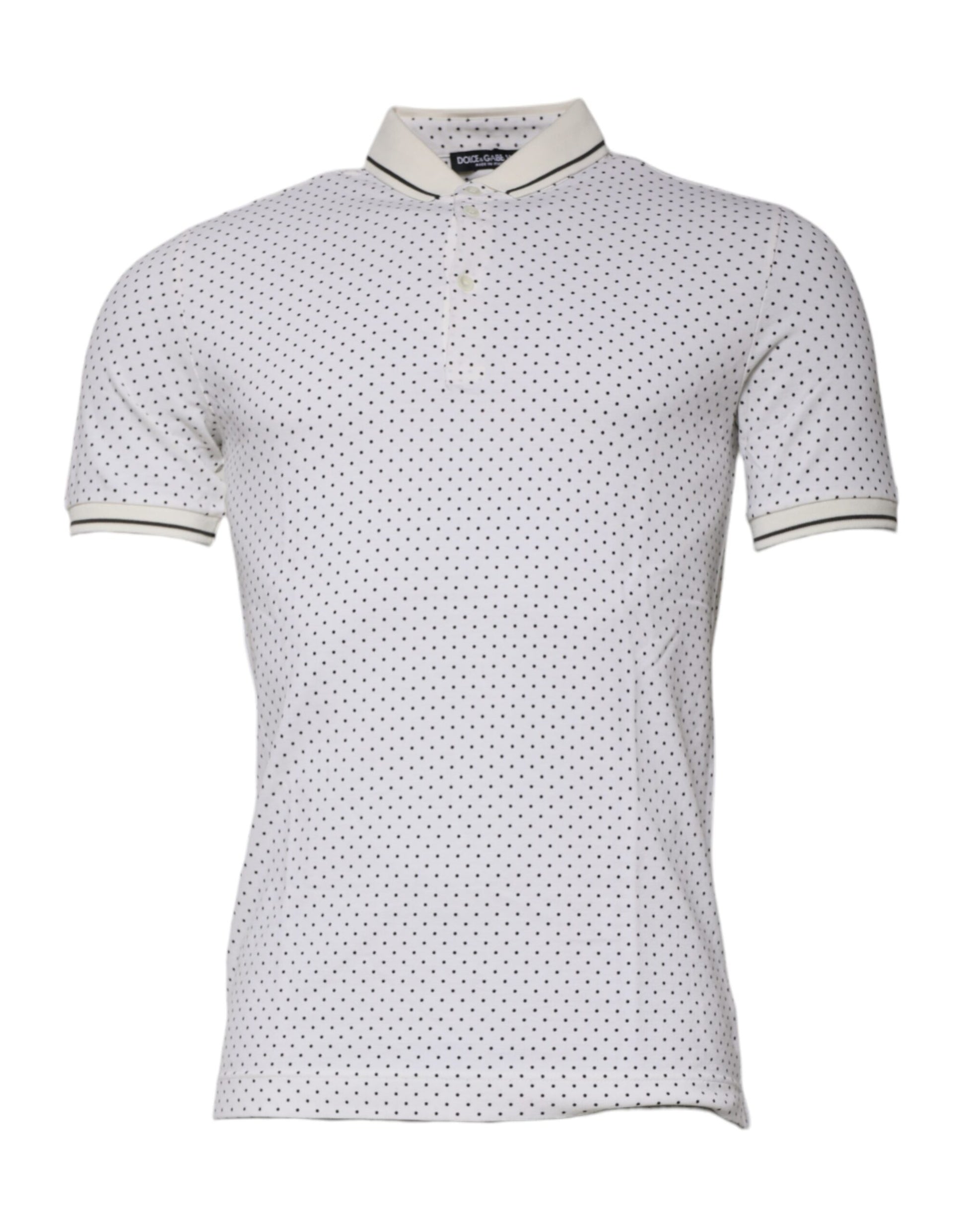 Dolce & Gabbana White Polka Dot Cotton Collared Polo T-shirt - ClickThatClicks 