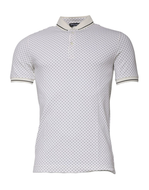 Dolce & Gabbana White Polka Dot Cotton Collared Polo T-shirt - ClickThatClicks 