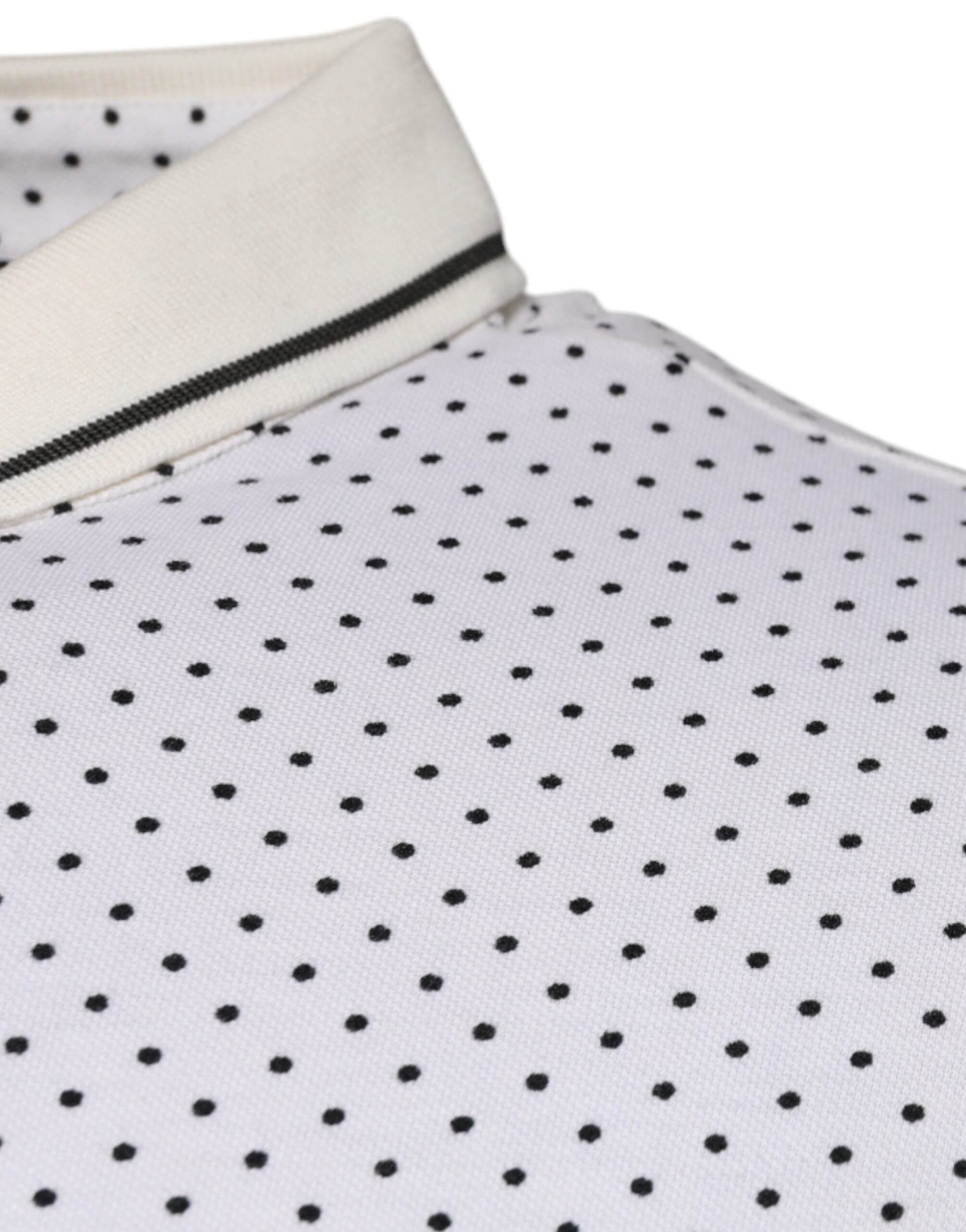 Dolce & Gabbana White Polka Dot Cotton Collared Polo T-shirt - ClickThatClicks 
