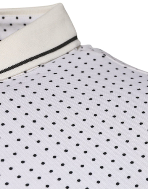 Dolce & Gabbana White Polka Dot Cotton Collared Polo T-shirt - ClickThatClicks 