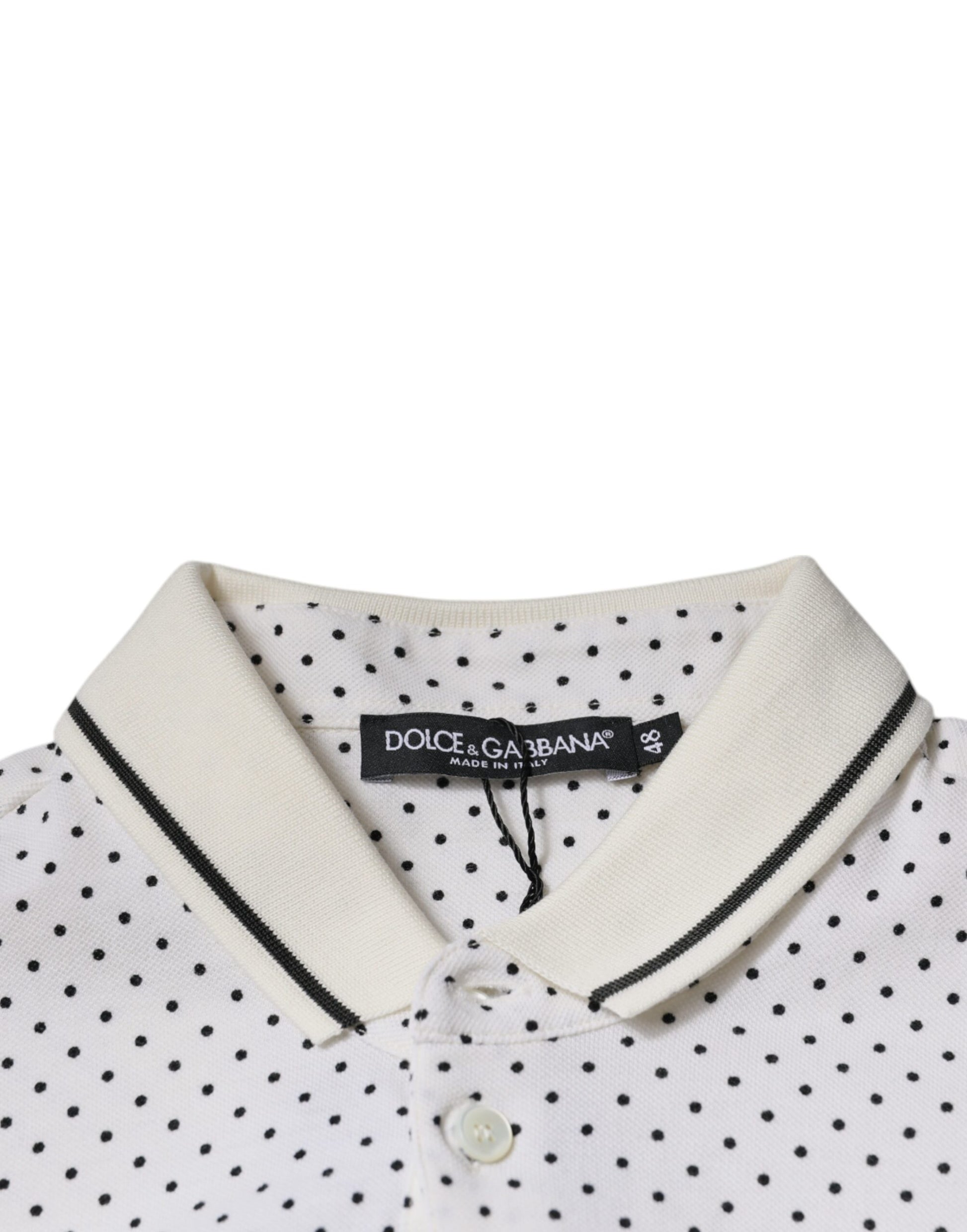 Dolce & Gabbana White Polka Dot Cotton Collared Polo T-shirt - ClickThatClicks 
