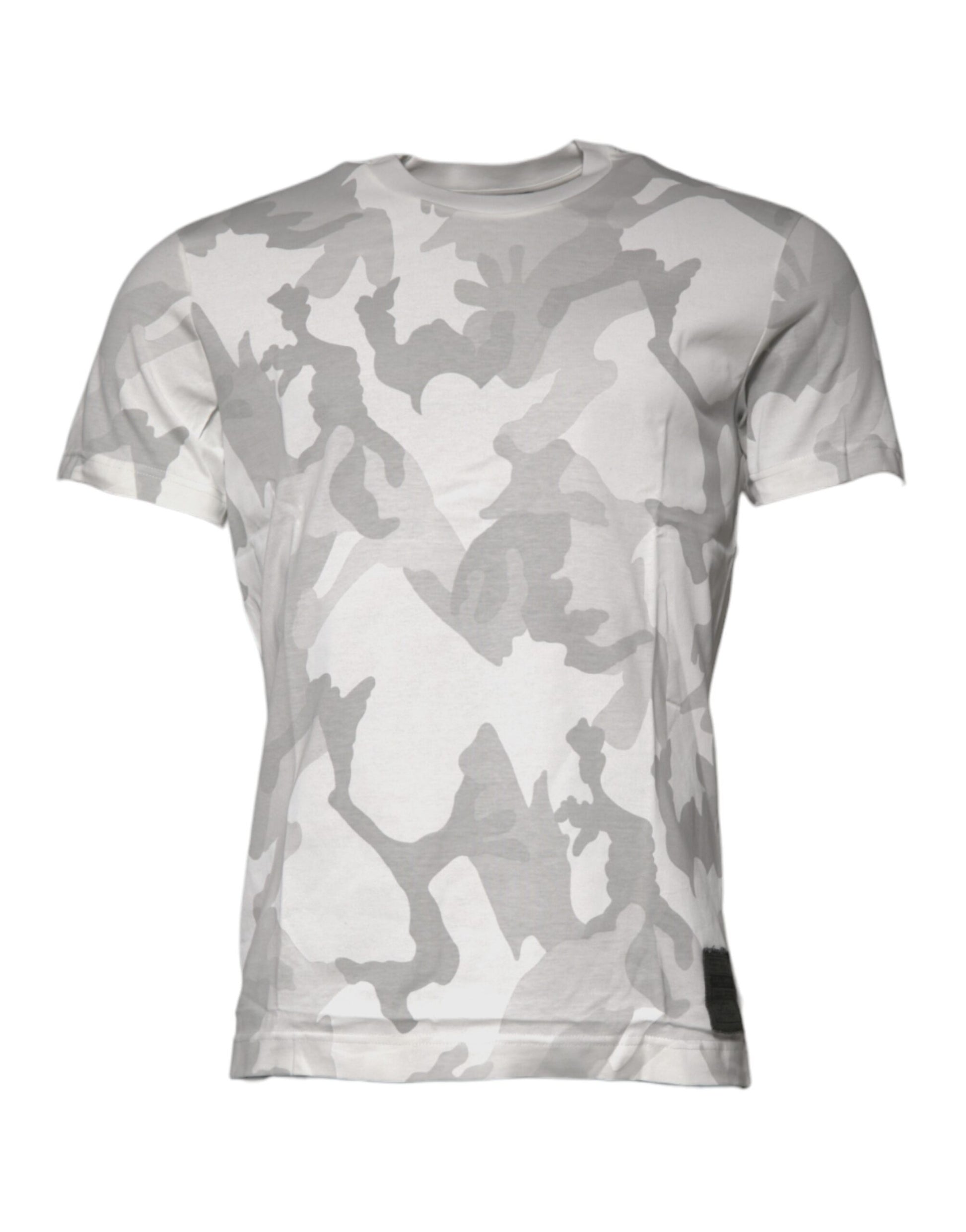 Dolce & Gabbana White Gray Camouflage Cotton Crew Neck T-shirt - ClickThatClicks 