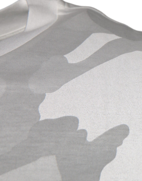 Dolce & Gabbana White Gray Camouflage Cotton Crew Neck T-shirt - ClickThatClicks 