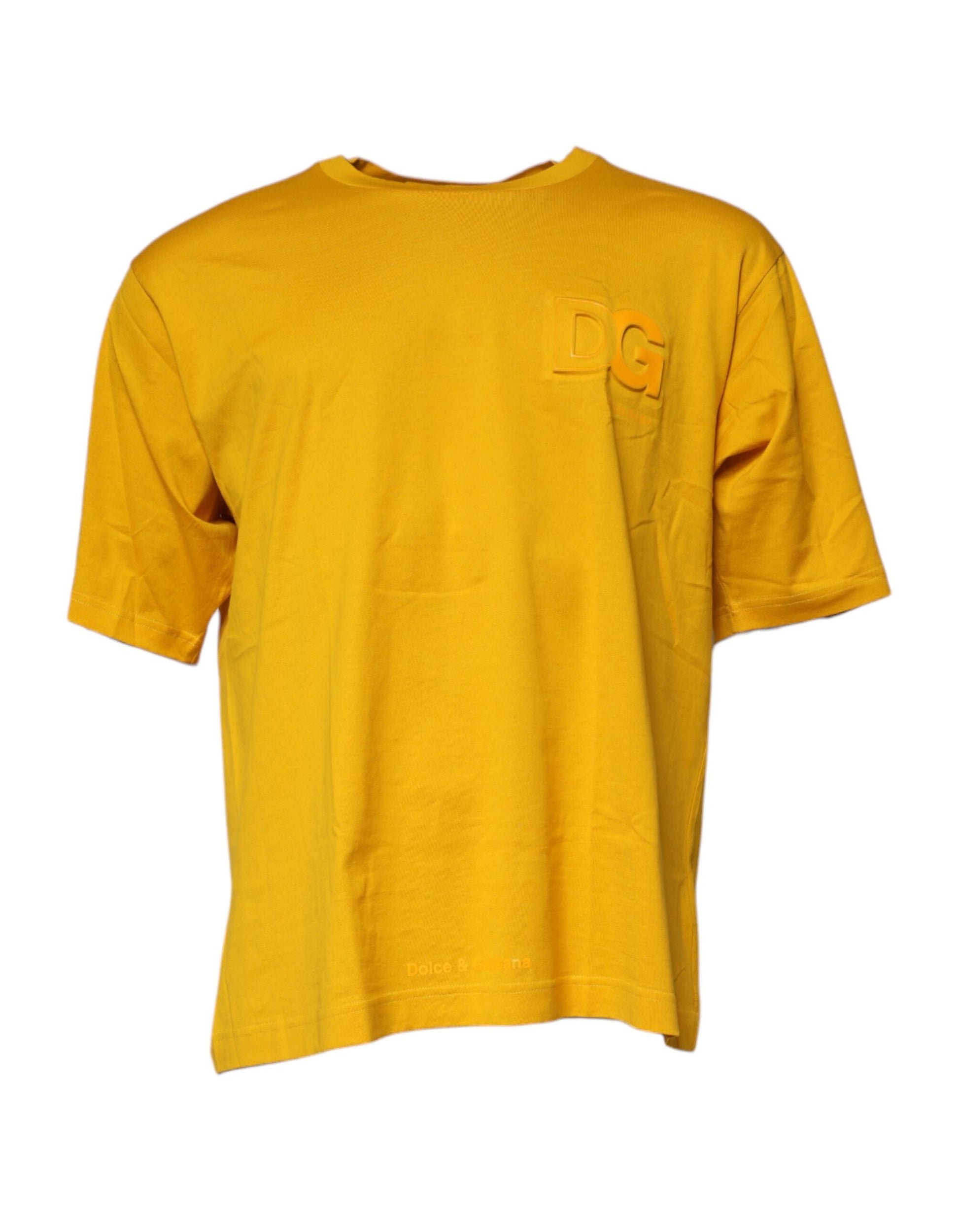 Dolce & Gabbana Dark Yellow Logo Cotton Men Crew Neck T-shirt - ClickThatClicks 