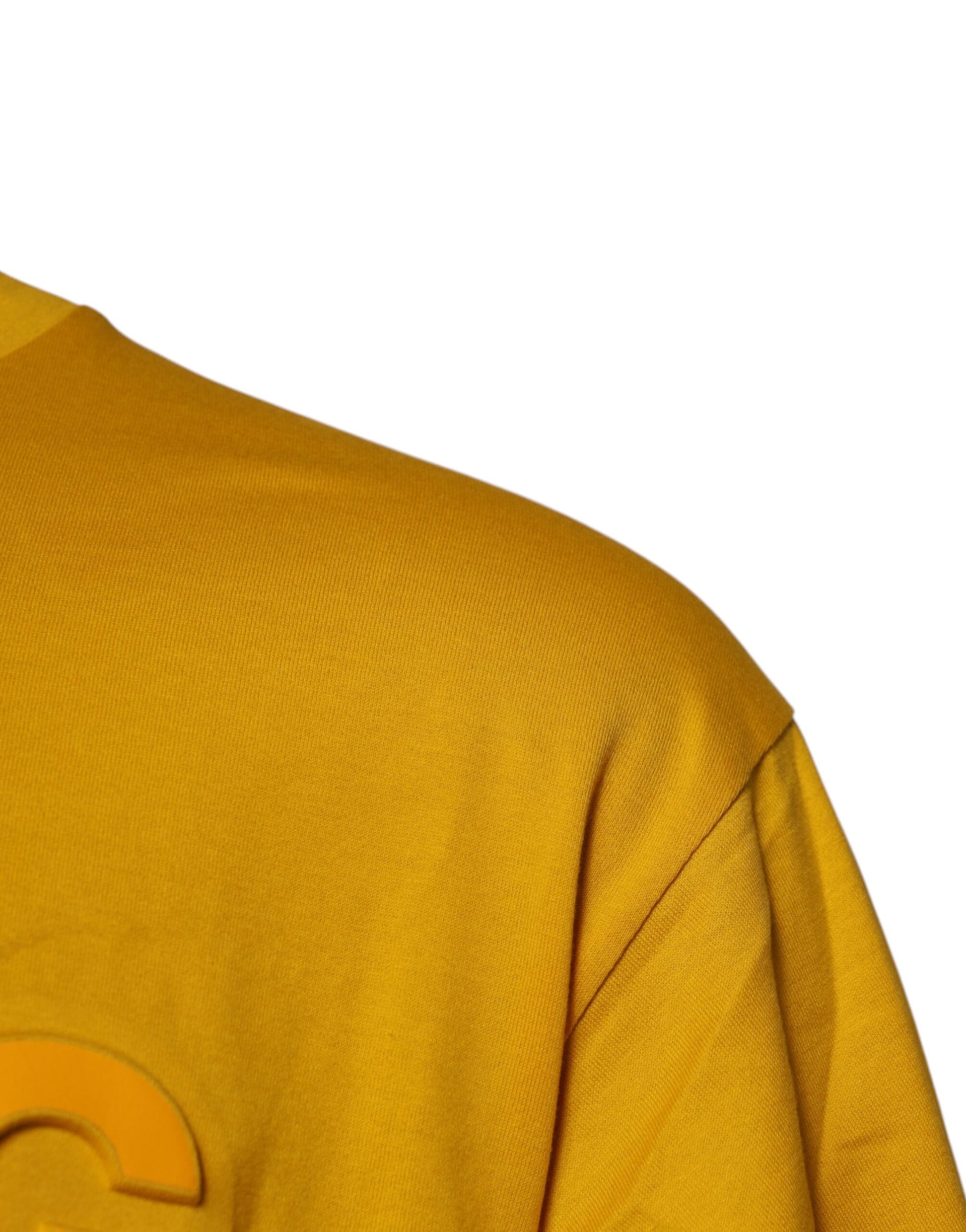 Dolce & Gabbana Dark Yellow Logo Cotton Men Crew Neck T-shirt - ClickThatClicks 